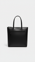 Slim Black Leather Work Tote