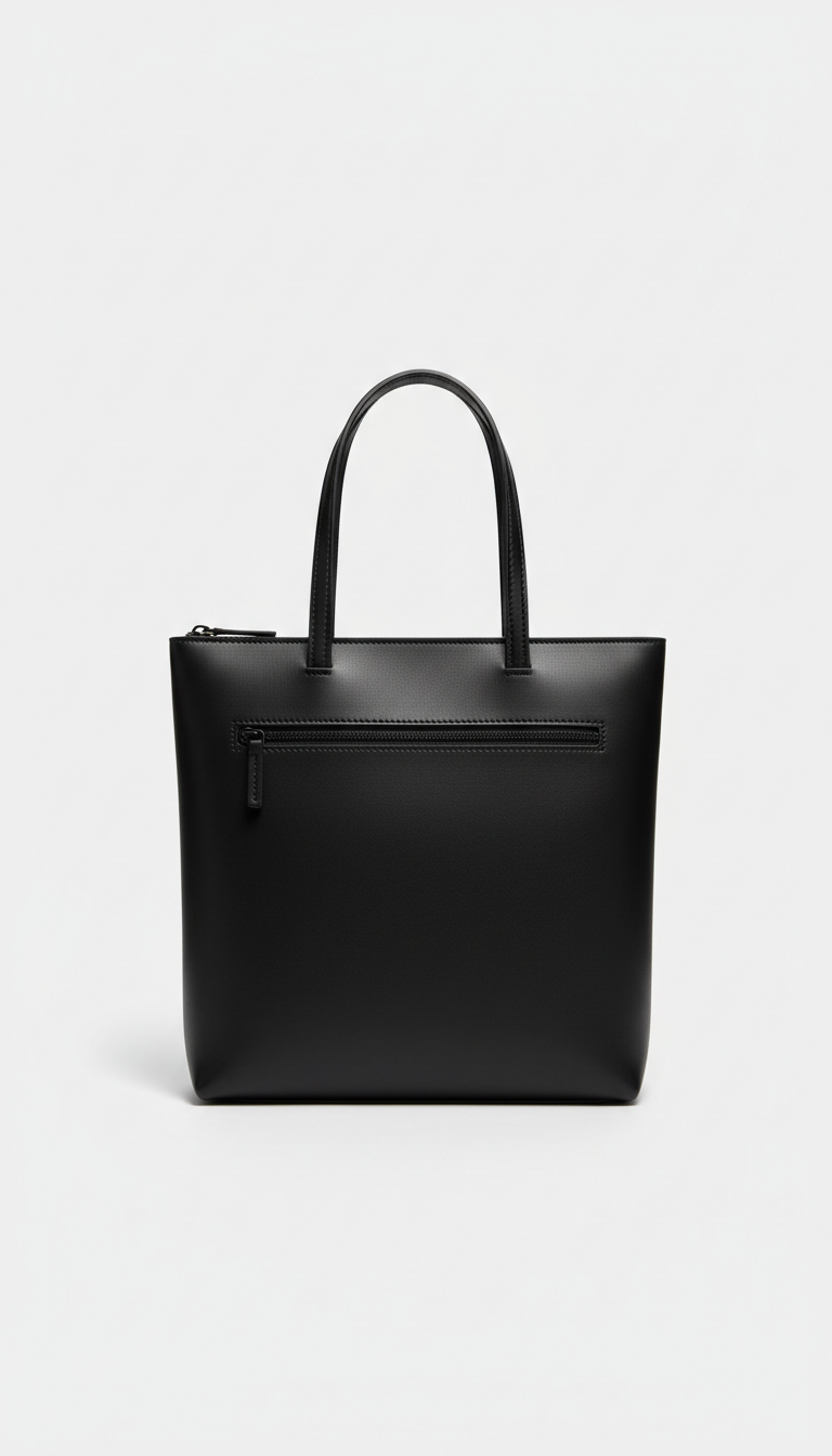 Slim Black Leather Work Tote